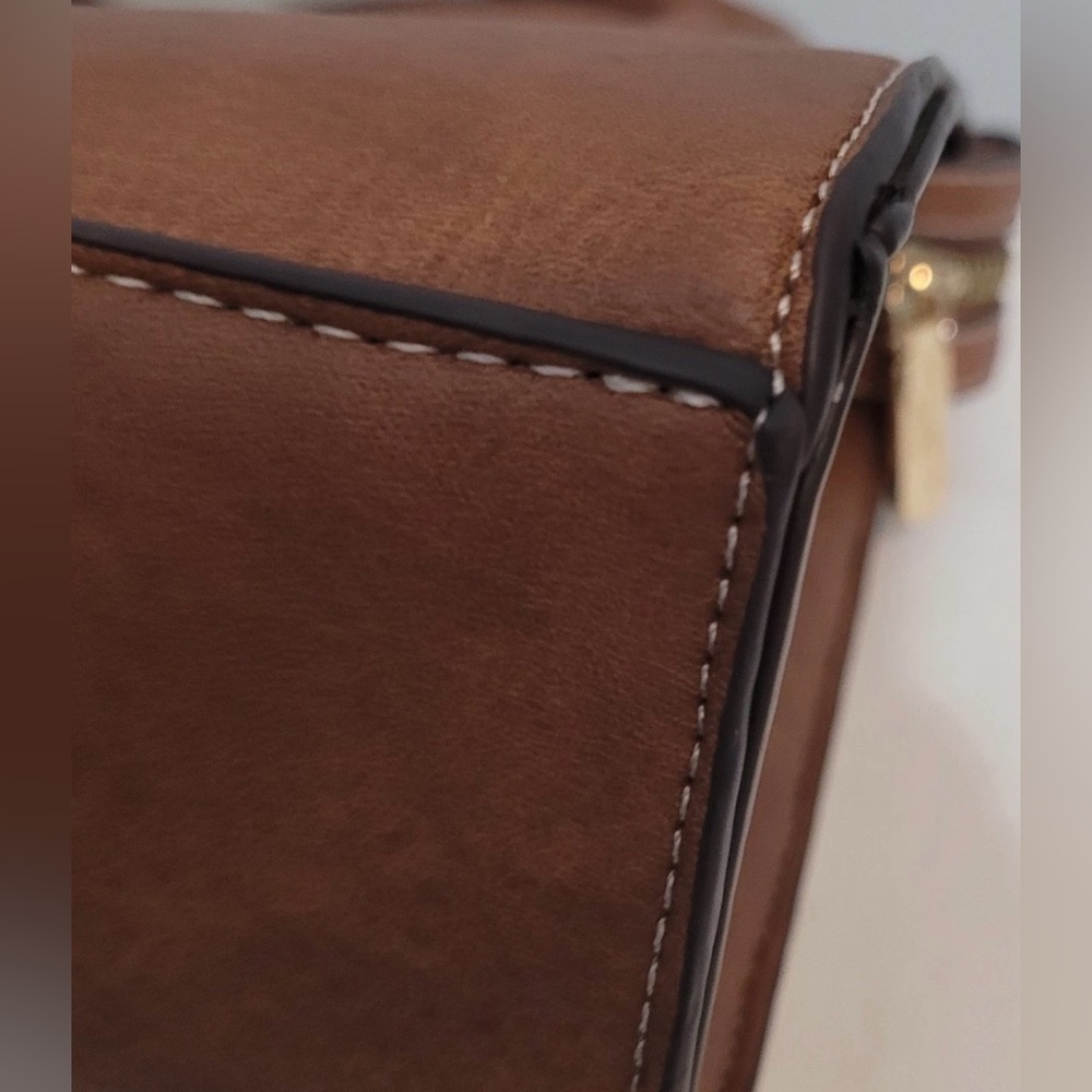 Darcy Marks London Satchel Crossbody Bag Brown Vegan Leather - Picture 11 of 16